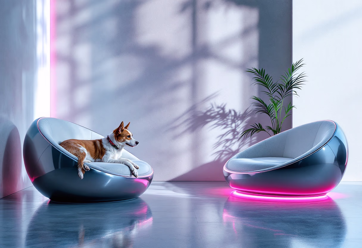 Person greeting a dog inside a home